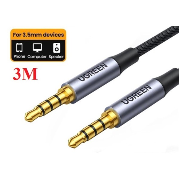 Фото - Кабель 3.5 мм - 3.5 мм UGREEN AV183 3.5mm to 3.5mm 4-Pole M/M Audio Cable Alu Case 3m Gray (20785)
